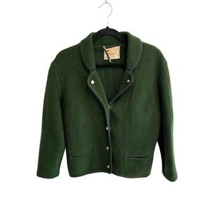 Vintage FRITZ LITZLFELDER Womens Jacket Coat Green Wool Blazer Button Front M ?